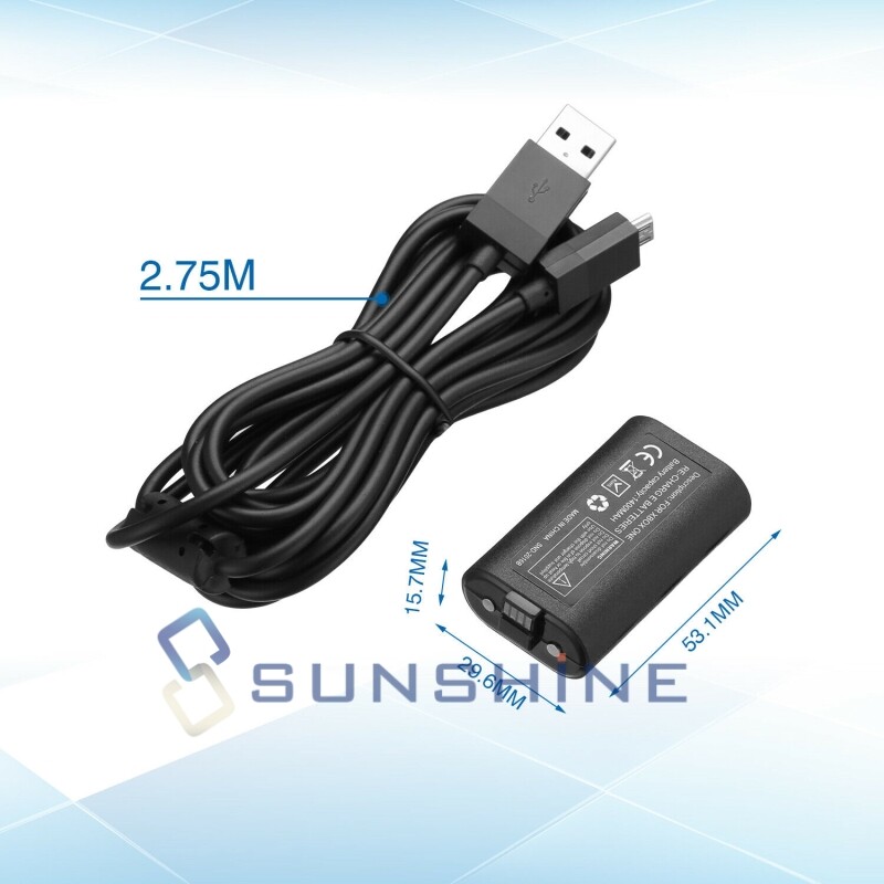 For XBOX ONE Controller Play & Charge Charging Cable + Rechargeable Battery Pack