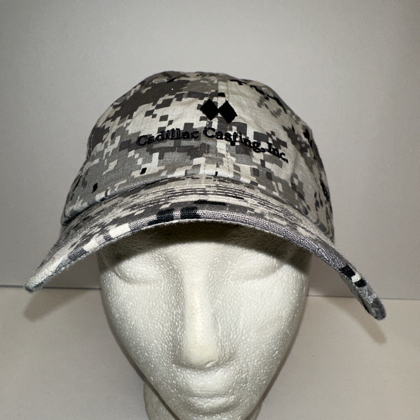 Cadillac Casting INC Gray black Hat Cap Digital Camouflage Hook Loop OSFA