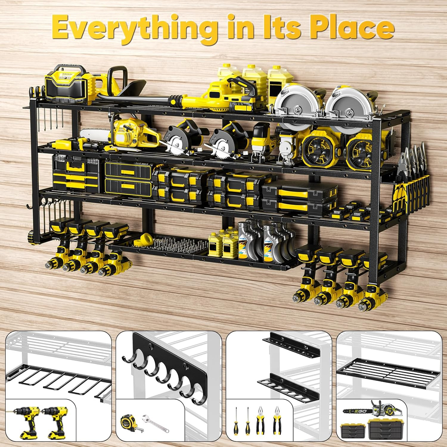 Extra Large 64" W Power Tool Organizer Wall Mount, 1000 Lbs Load Capacity, Heavy