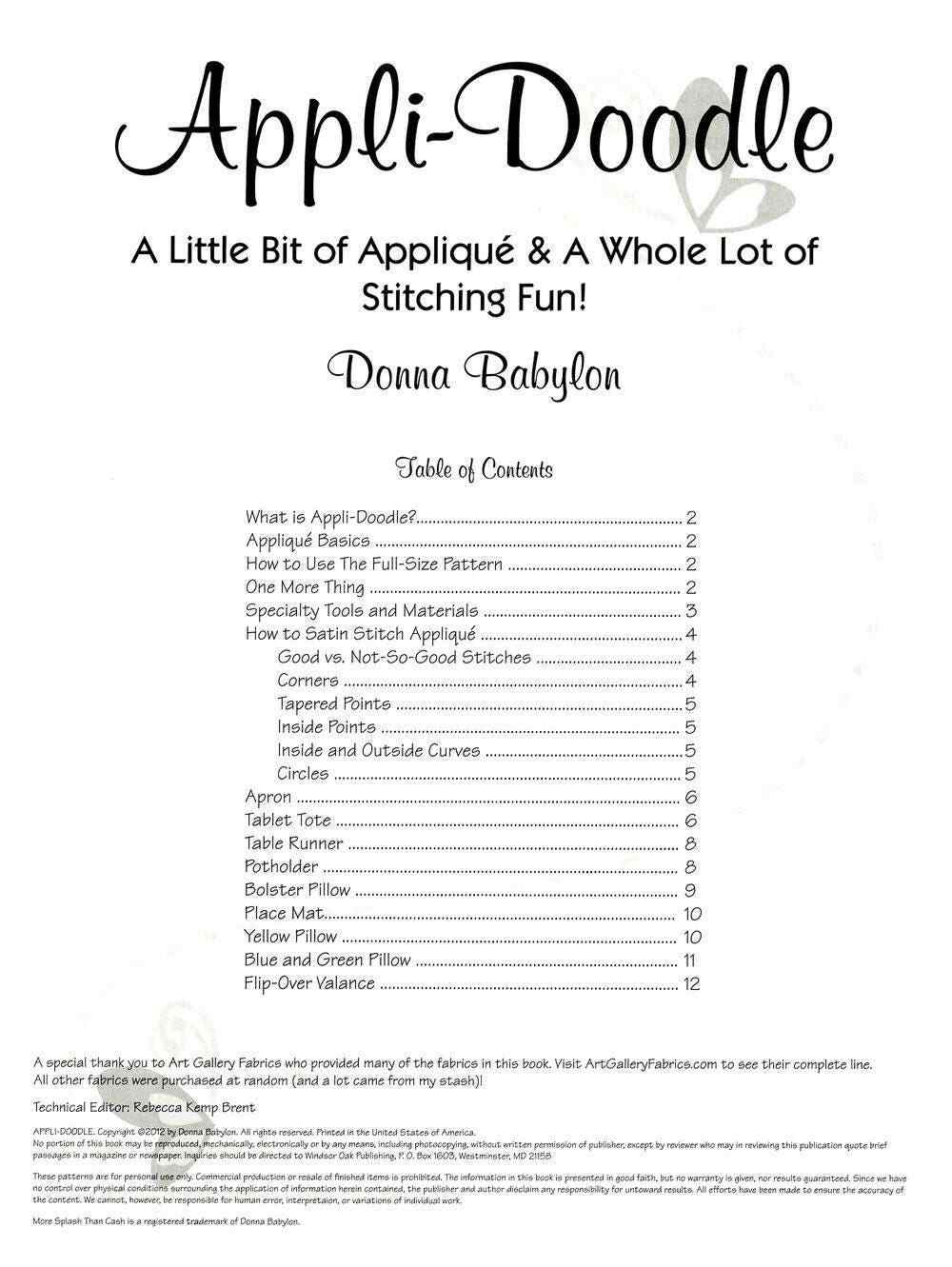 Appli-Doodle Applique Pattern Book by Donna Babylon