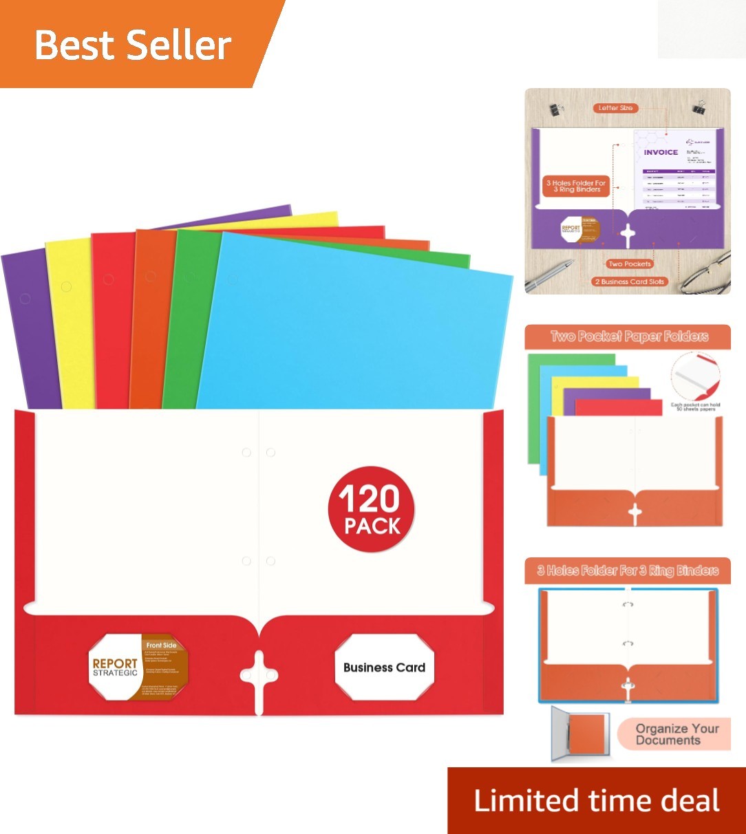 Organize Effortlessly: 120 Assorted Color Pocket Folders for School & Home