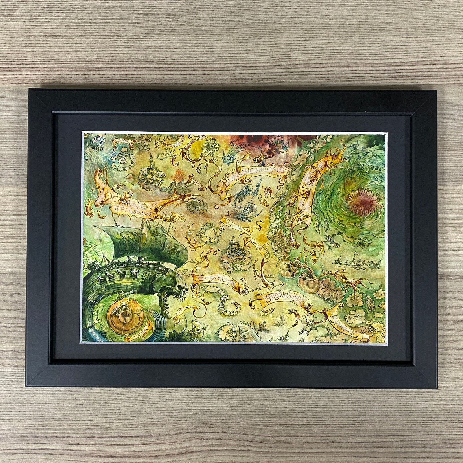 DREADFLEET FRAMED ART MAP GALLEON'S GRAVEYARD WARHAMMER OLD WORLD MAN O WAR