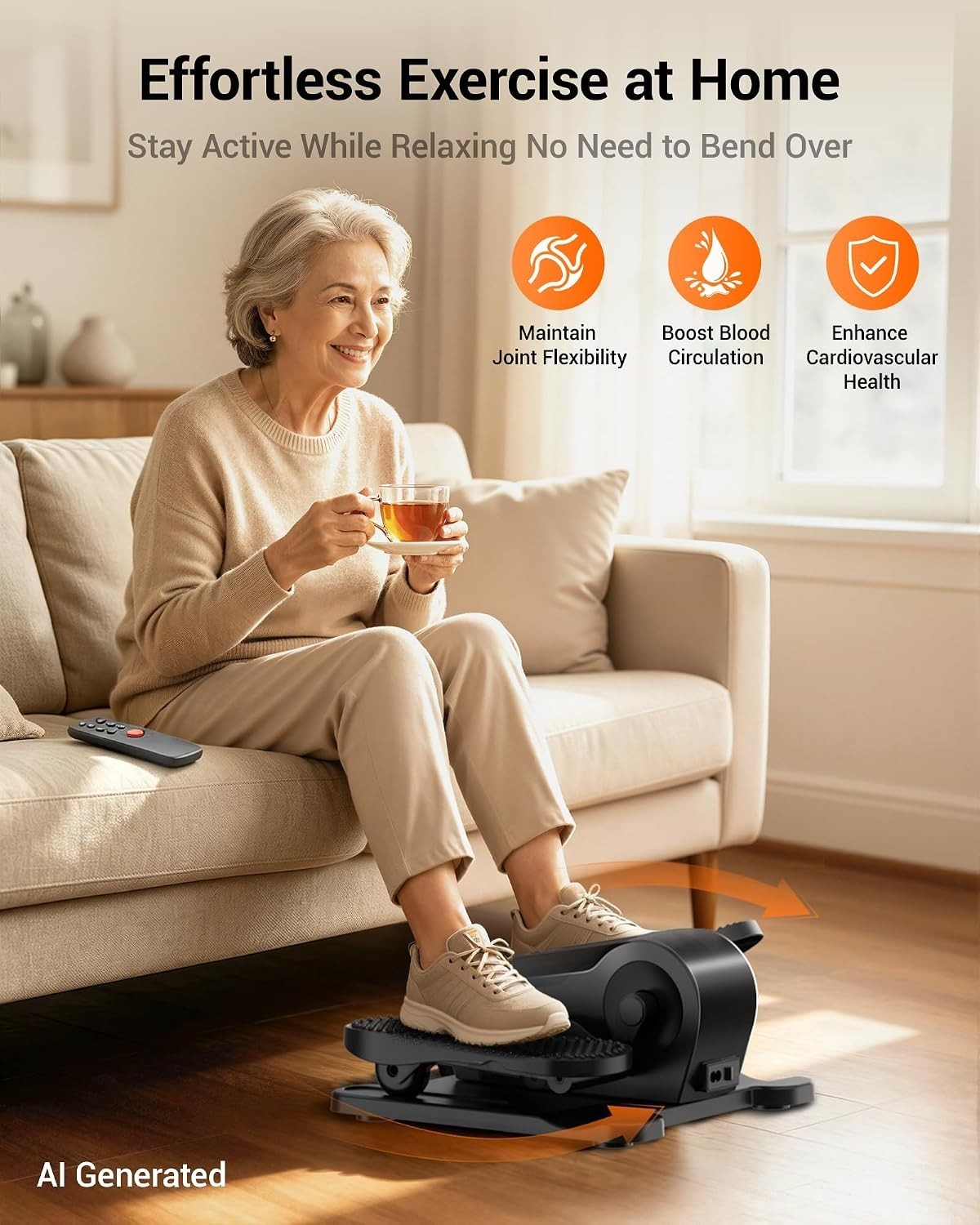 Compact Mini Elliptical Machine with Remote | 12 Adjustable Speeds for Home Use