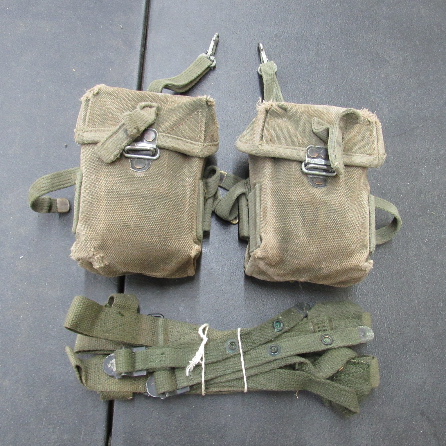 US GI M56 small arms pouch pair HEAVY WEAR Vietnam era originals + gift  (SV1)
