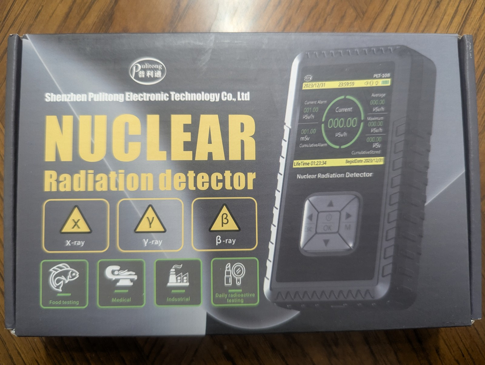 Pulitong PLT-108 Nuclear Radiation Detector with USB-C Rechargeable Battery