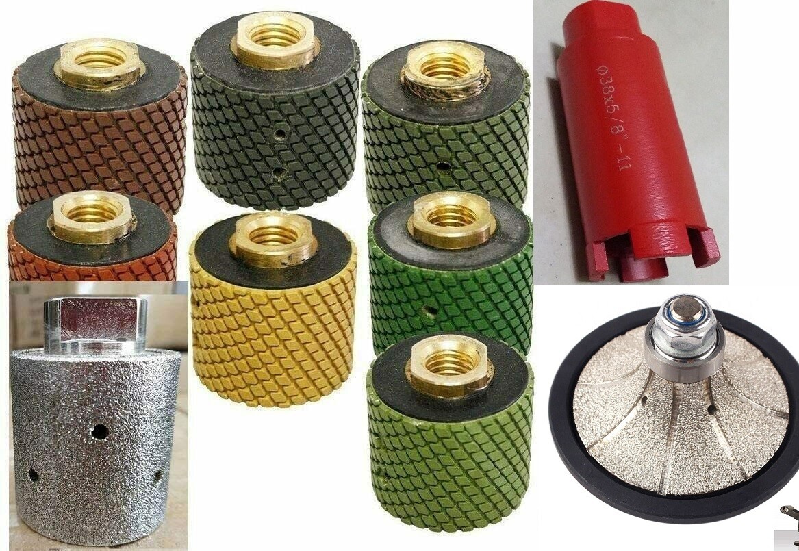 1 3/8" core bit polishing drum 3/4" Demi bullnose B20 router bit stone concrete
