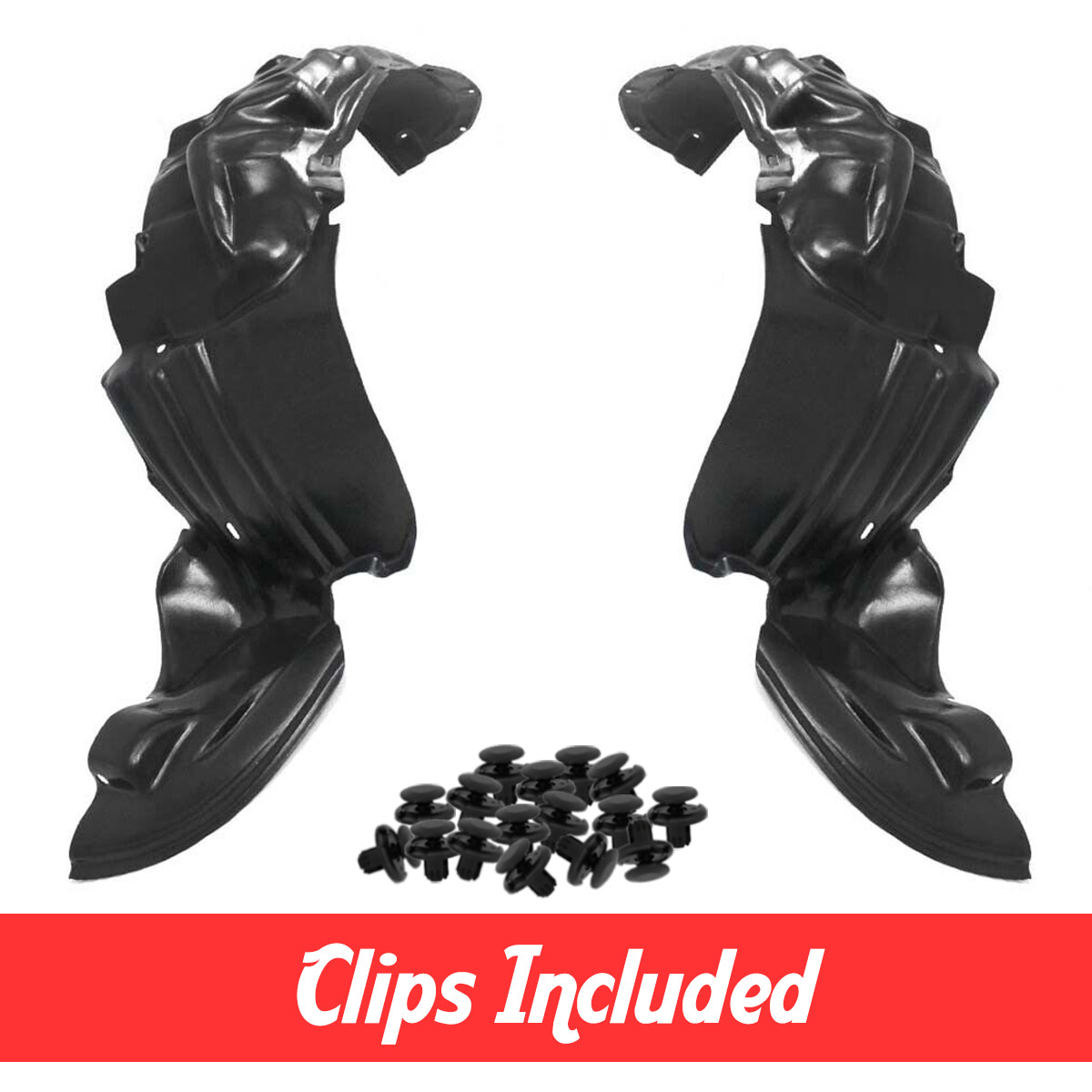 Front Driver & Passenger Side Fender Liner Set w/ Clips For 1993-1997 Corolla