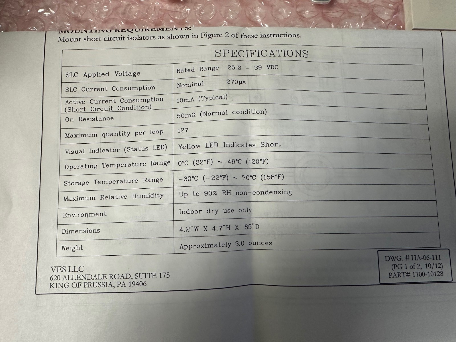 VES VF6003-00 Short Circuit Isolator Module 💥