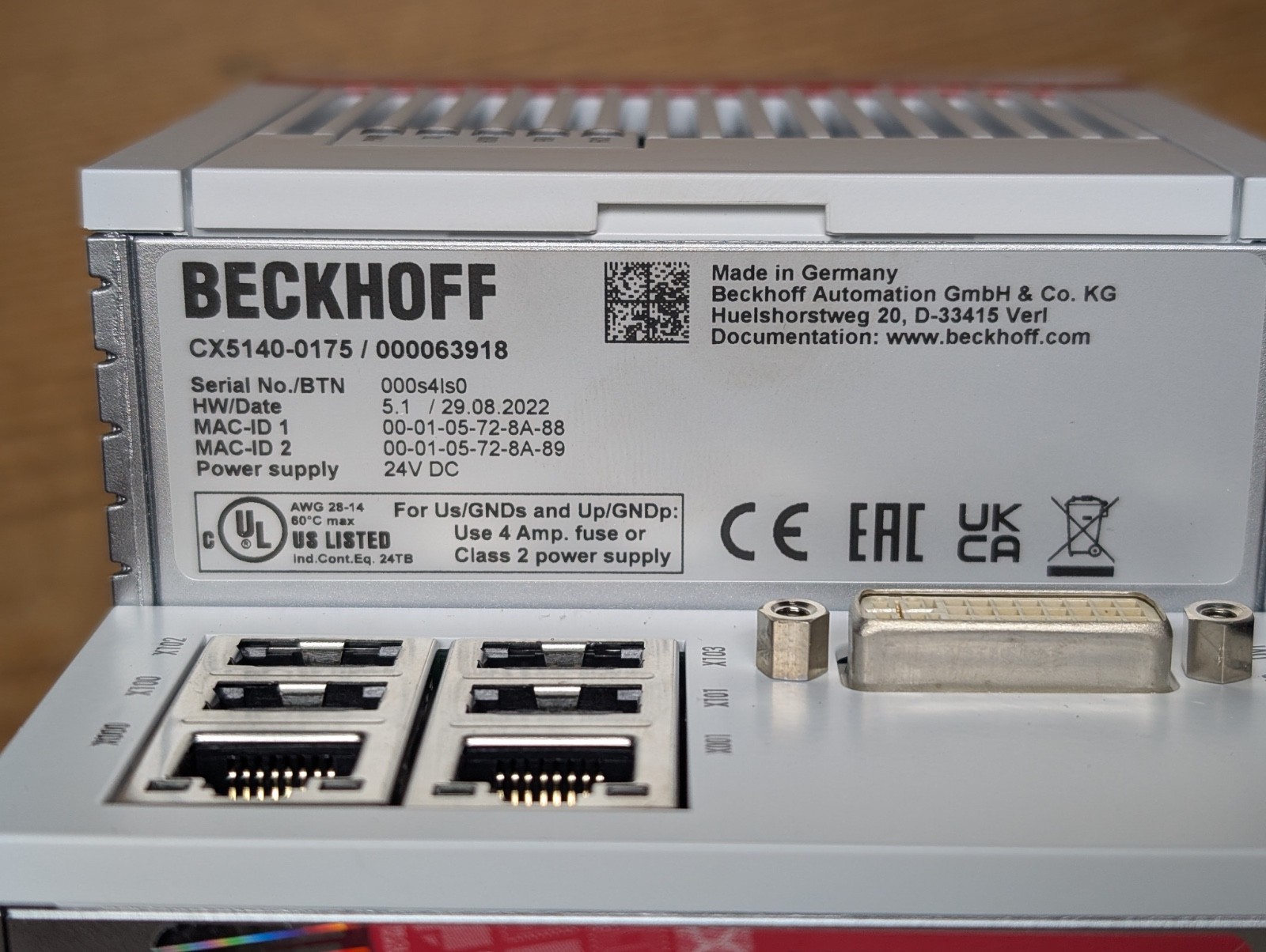 Beckhoff CX5140-0175/000063918 Embedded PC CPU Module.