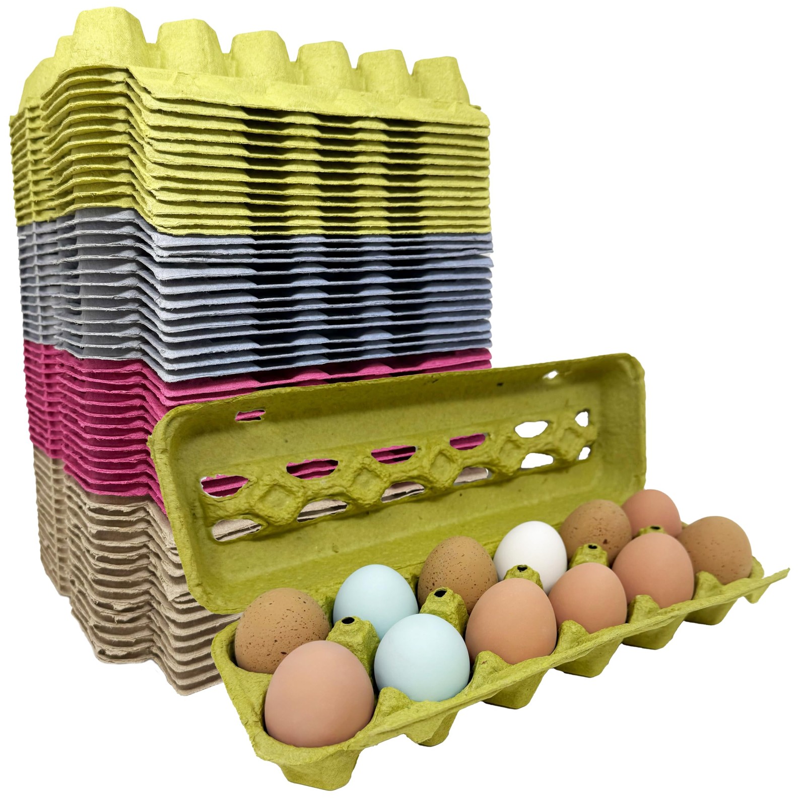 Paper Pulp Egg Cartons  Assorted Colors  50 Pack