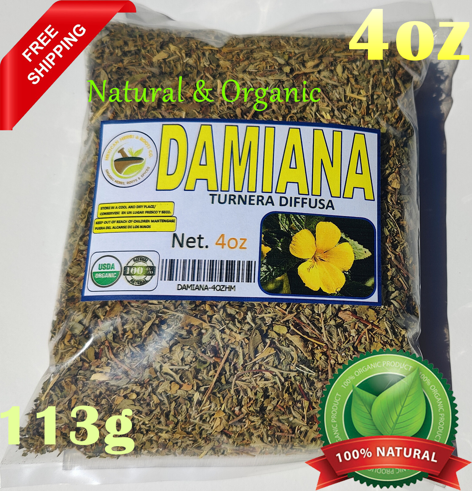 4oz Damiana Damiana de california damiana leaf/tea turnera diffusa Organic 113g