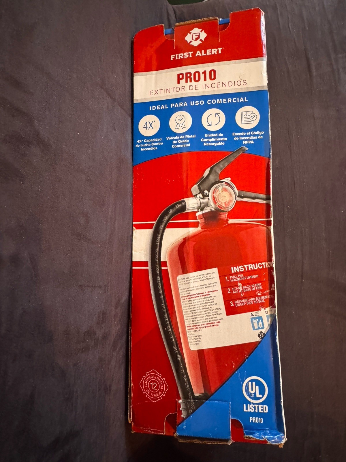 First Alert PRO10 Rechargeable Fire Extinguisher, UL 4-A:60-B, Red