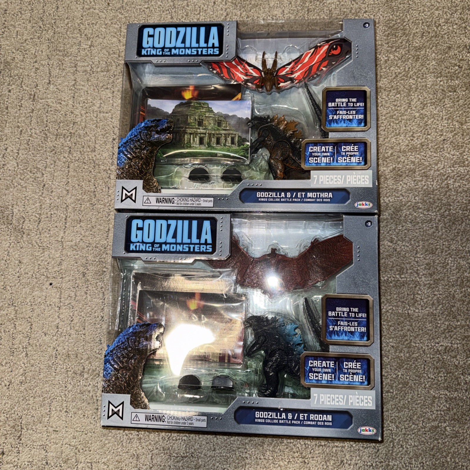 JAKKS Pacific Godzilla King of Monsters Godzilla Mothra & Rodan Set Of 2 New Toy