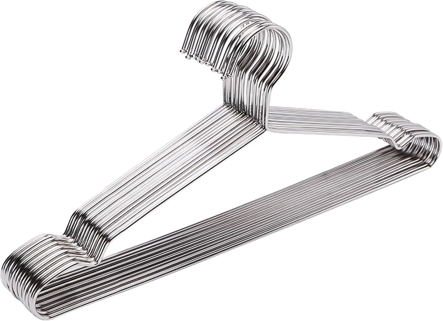 Hangers 10 Pack Clothes Hanger Strong Heavy Duty Stainless Steel Metal Ultra Thi