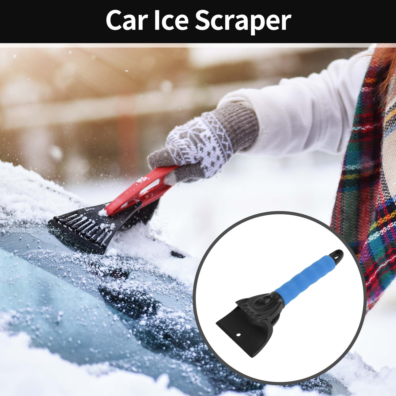 Car Ice Scraper Blue for Car SUV Truck RV Windscreen Side Window EVA 1pc