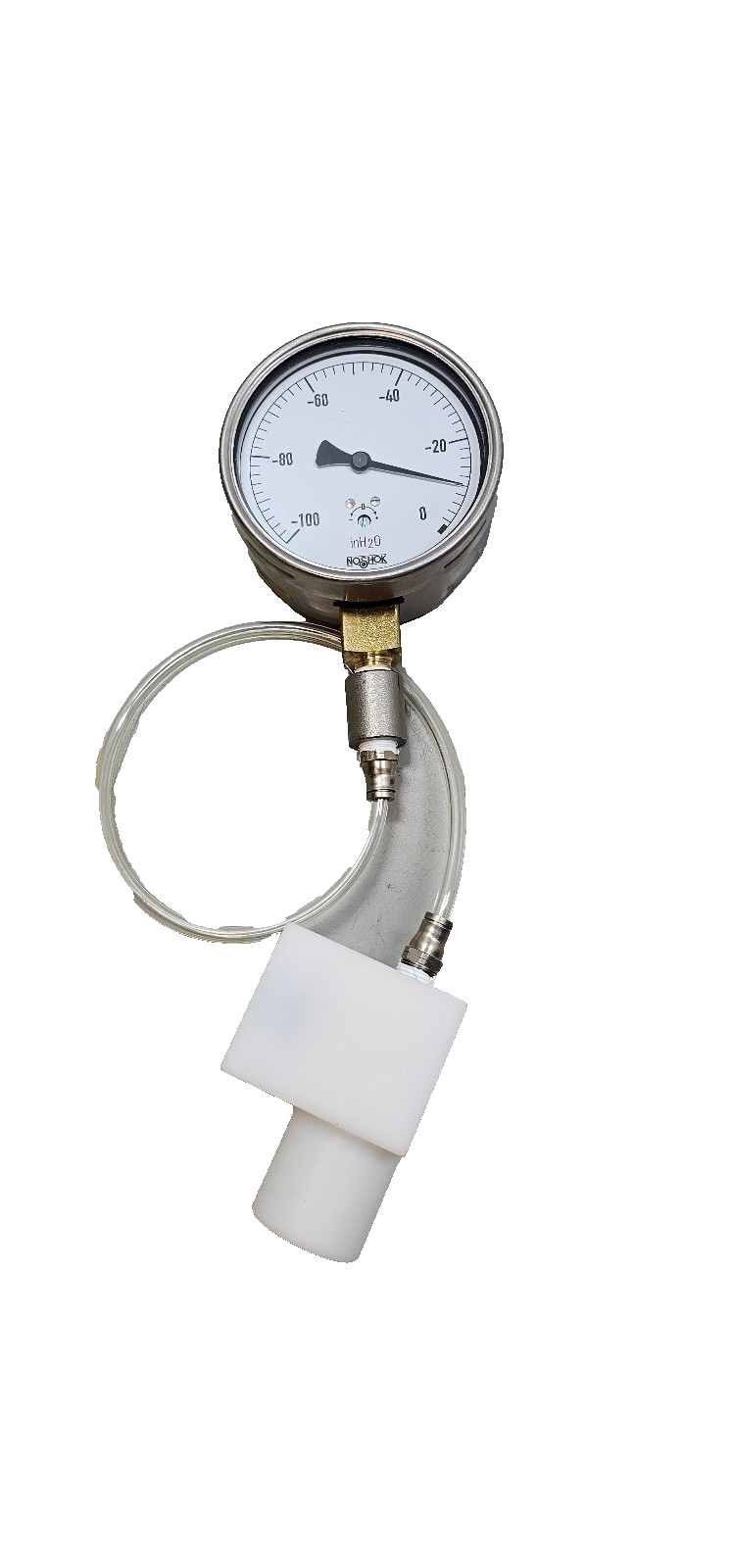 NOSHOK inH20 Low Pressure Gauge 0..-100PSI Food Processing Tester Kit, PTFE