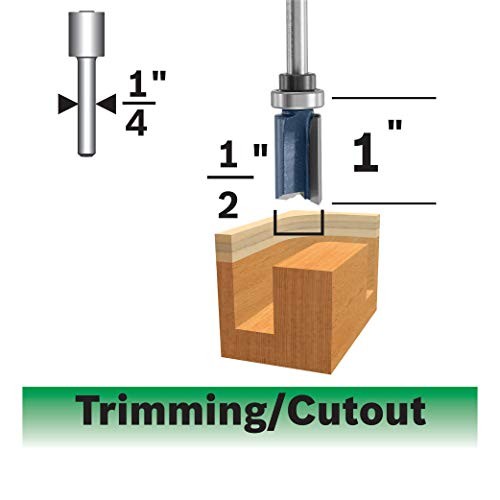 Bosch 85680MC 1/2 In. x 1 In. Carbide-Tipped Double-Flute Trim Router Bit