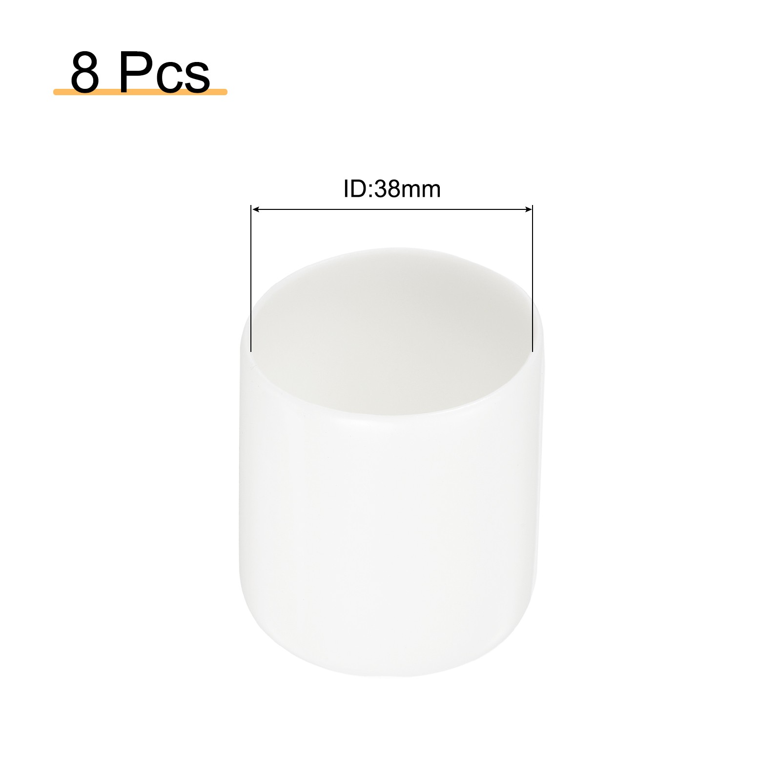8Pcs White 38mm Rubber End Caps Round Vinyl Plug Insert Rubber Flexible