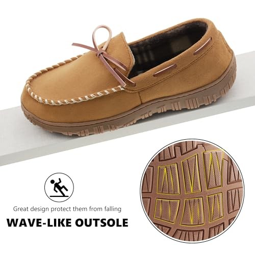 Mens Moccasin Slippers Breathable Memory Foam House Slippers 11 Beige