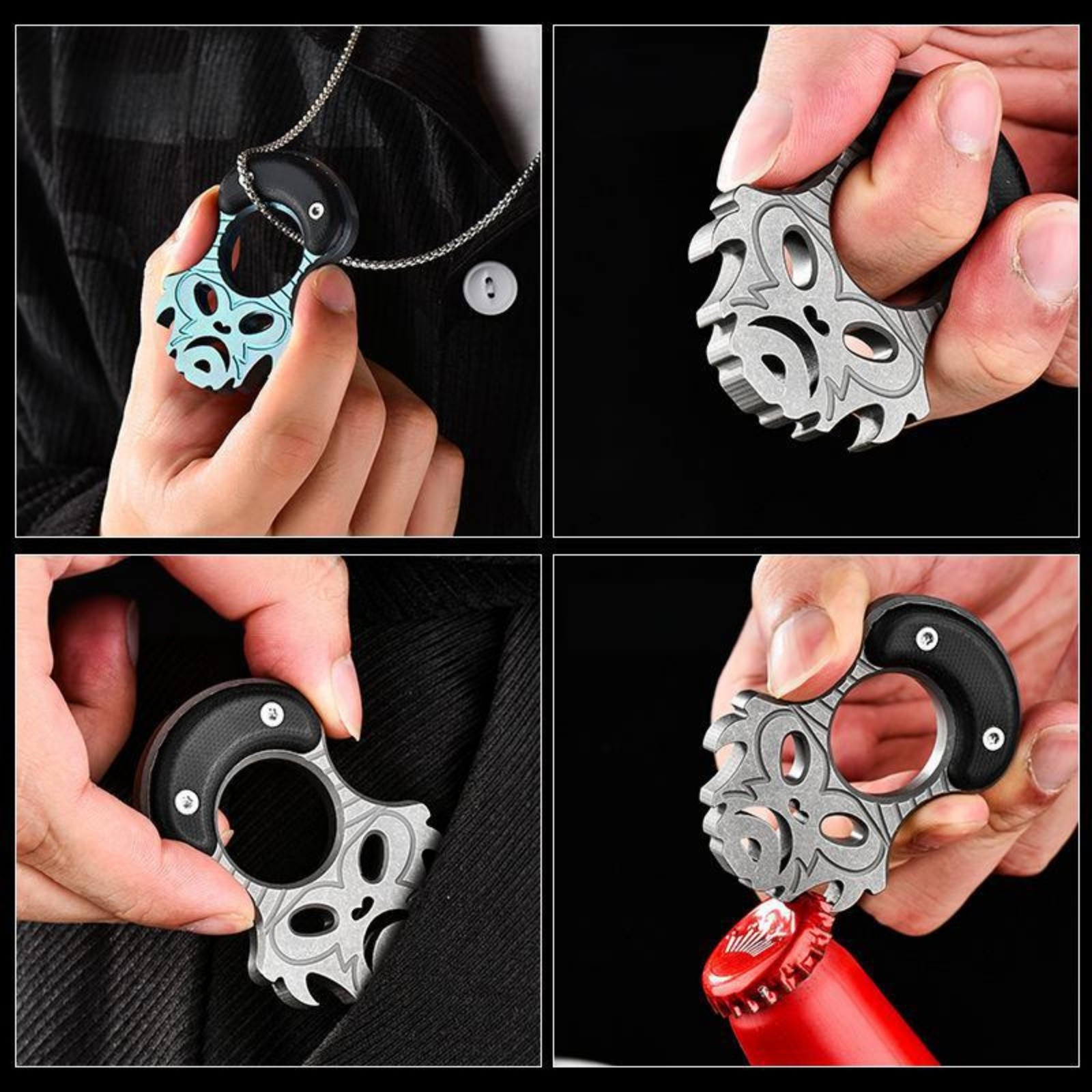Titanium Alloy EDC Multi-Tool Single Finger Knuckle Bottle Opener Keychain