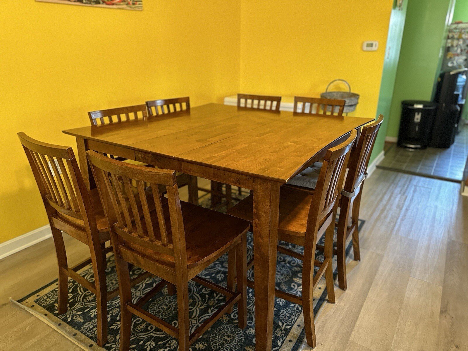 wood dining table 9 Pc Set 8 Chairs 1 Table