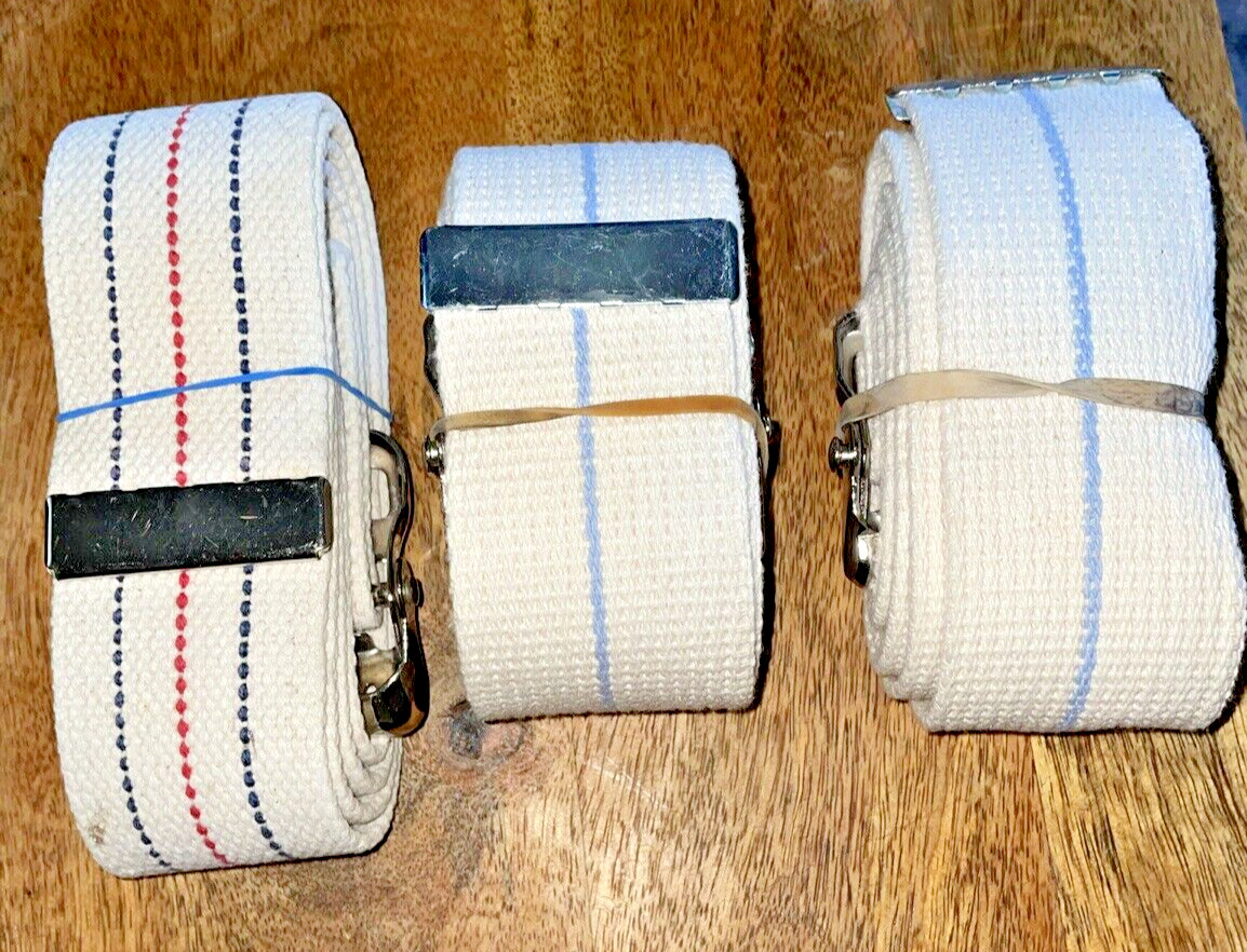 💥Lot of (3) Gait Belt and Transfer/Walking Assist Metal Buckle, Standing Aid