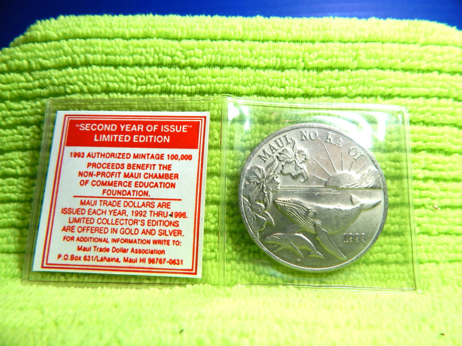 1993 Maui Trade Dollar - Limited Edition - With COA