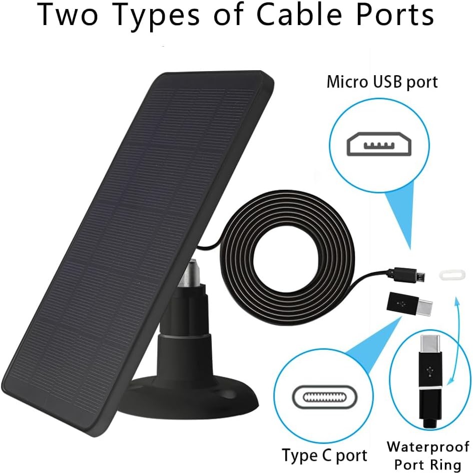 Camera Solar Panel Compatible with WYZE Battery Cam Pro Wireless 1 Pack Black