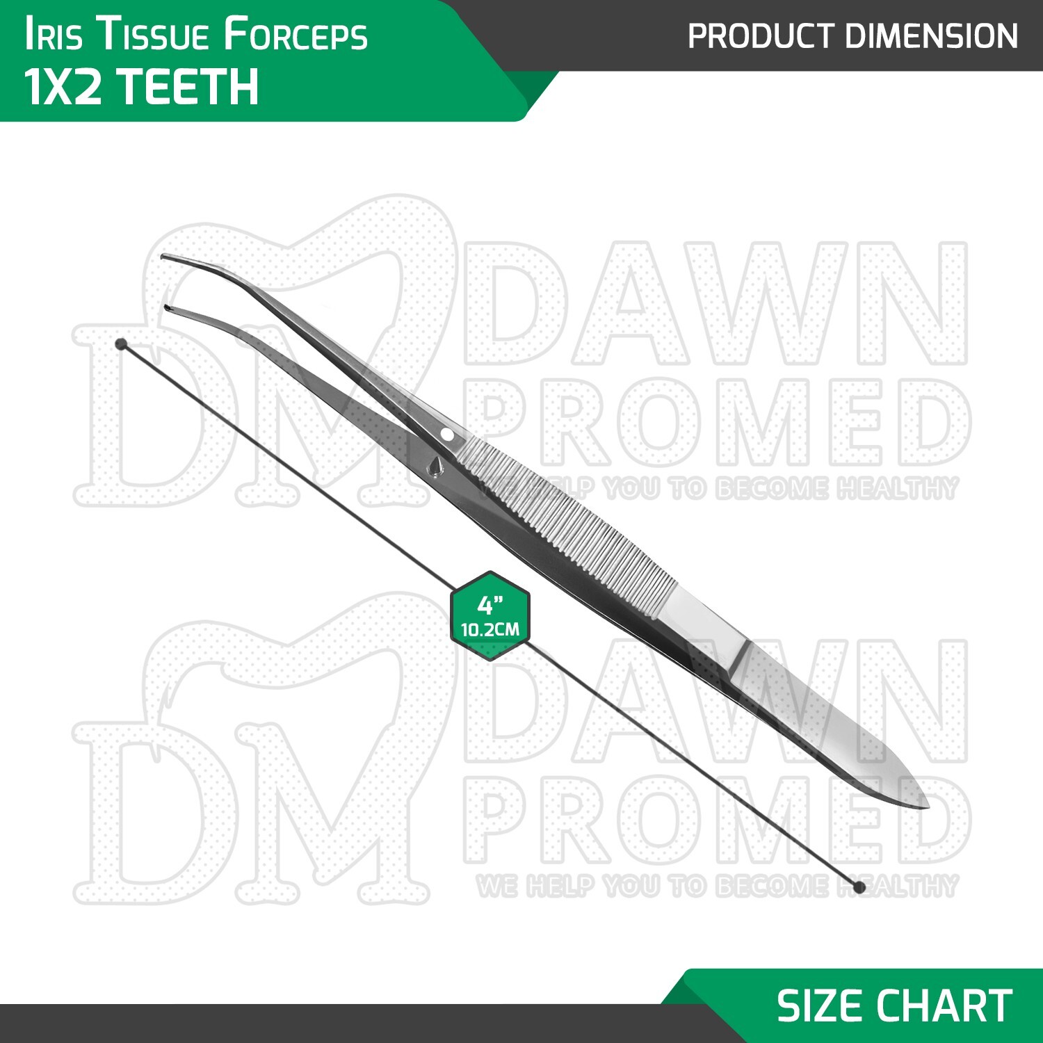 Iris Tissue Forceps 4″ Half-Curved 1×2 Teeth Eye Surgery Ophthalmic Instruments