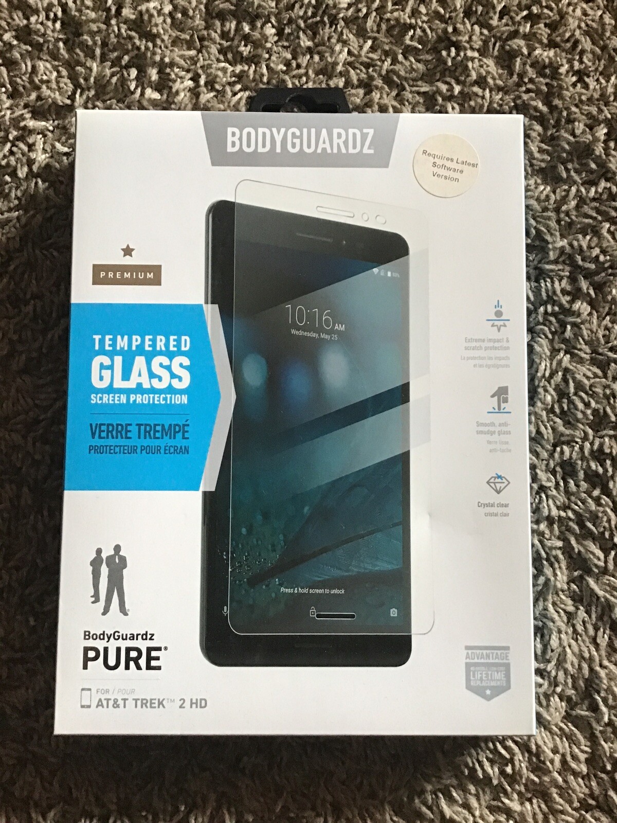 NIB Bodyguardz Screen Protector AT&T Trek 2 HD Pure Tempered Glass