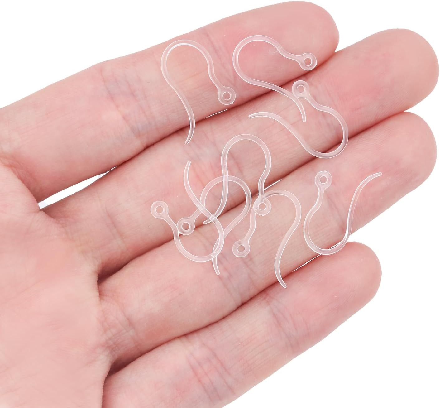 50Pcs Clear Plastic Earring Hooks - Non-Allergenic for Sensitive Ears, Component