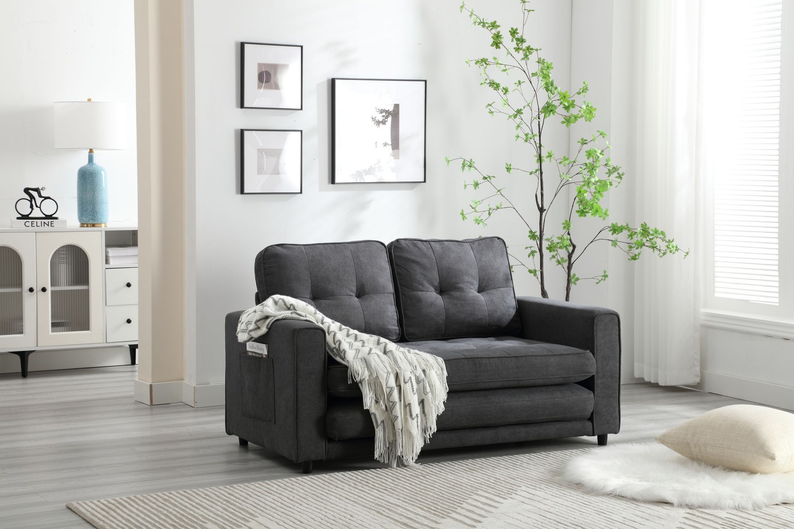 3 Fold Sofa,Convertible Futon Couch sleeper sofabed,Space saving loveseat,Pull O