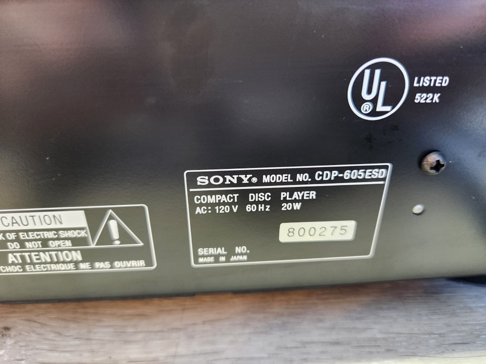 Sony CDP-605ESD High-end Elite Standard Compact Disc Player