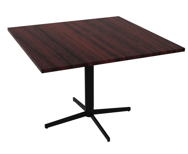 OTG 36" Square Cafe Restaurant Breakroom Table in Mahogany Finish Black Base