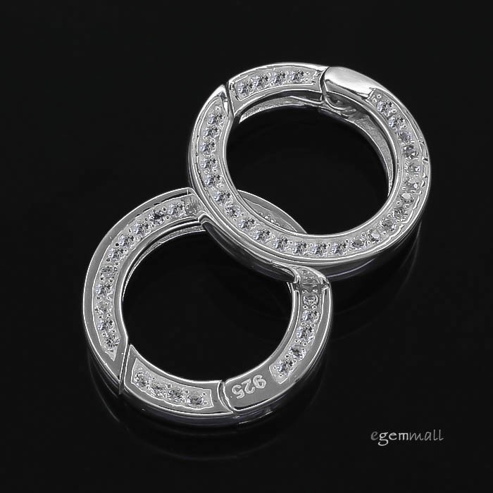 1PC Fine Sterling Silver 2-Side CZ Shortener Enhancer Self Closing Clasp #97871