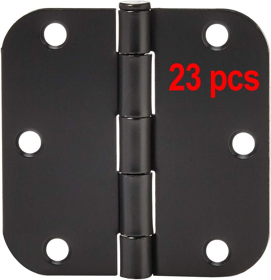 23 pcs Sturdy Rounded 5/8 Radius Interior Door Hinges, 3.5" X 3.5", Matte Black
