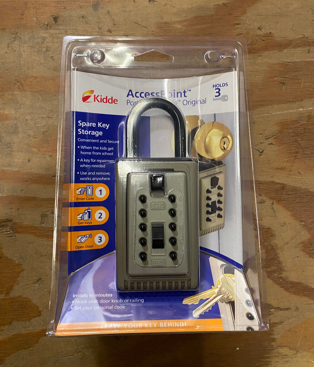 Kidde AccessPoint Portable Push Button Key Safe - Holds 3 Keys