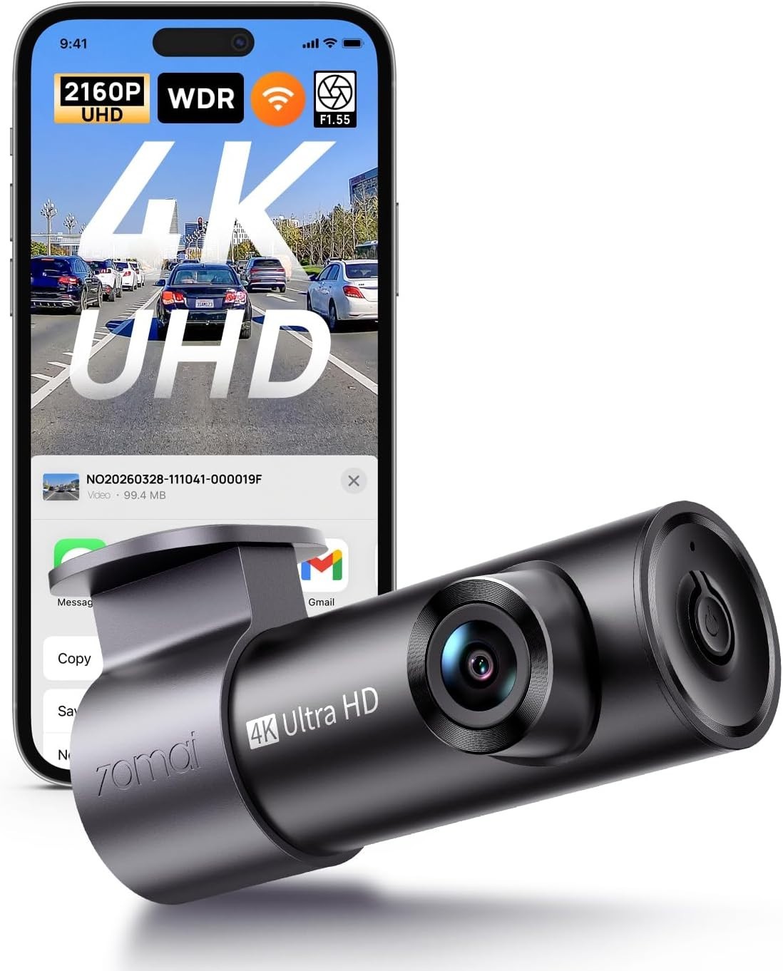 M310 Plus 4K Dash Cam - 140° Night Vision, WiFi, Voice Control & Parking Monitor