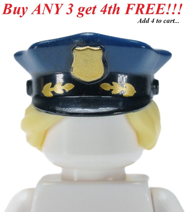 ☀️NEW LEGO Minifig Minifigure Female Women Girl Police Hat w/ Badge Blonde Hair