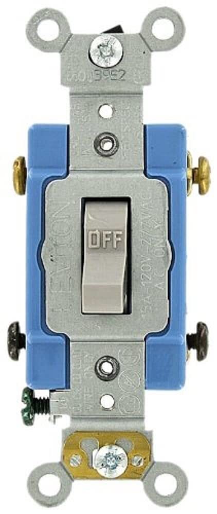 Leviton 15 Amp, 120/277 Volt, Toggle Double-Pole AC Quiet Switch, Extra Heavy Du