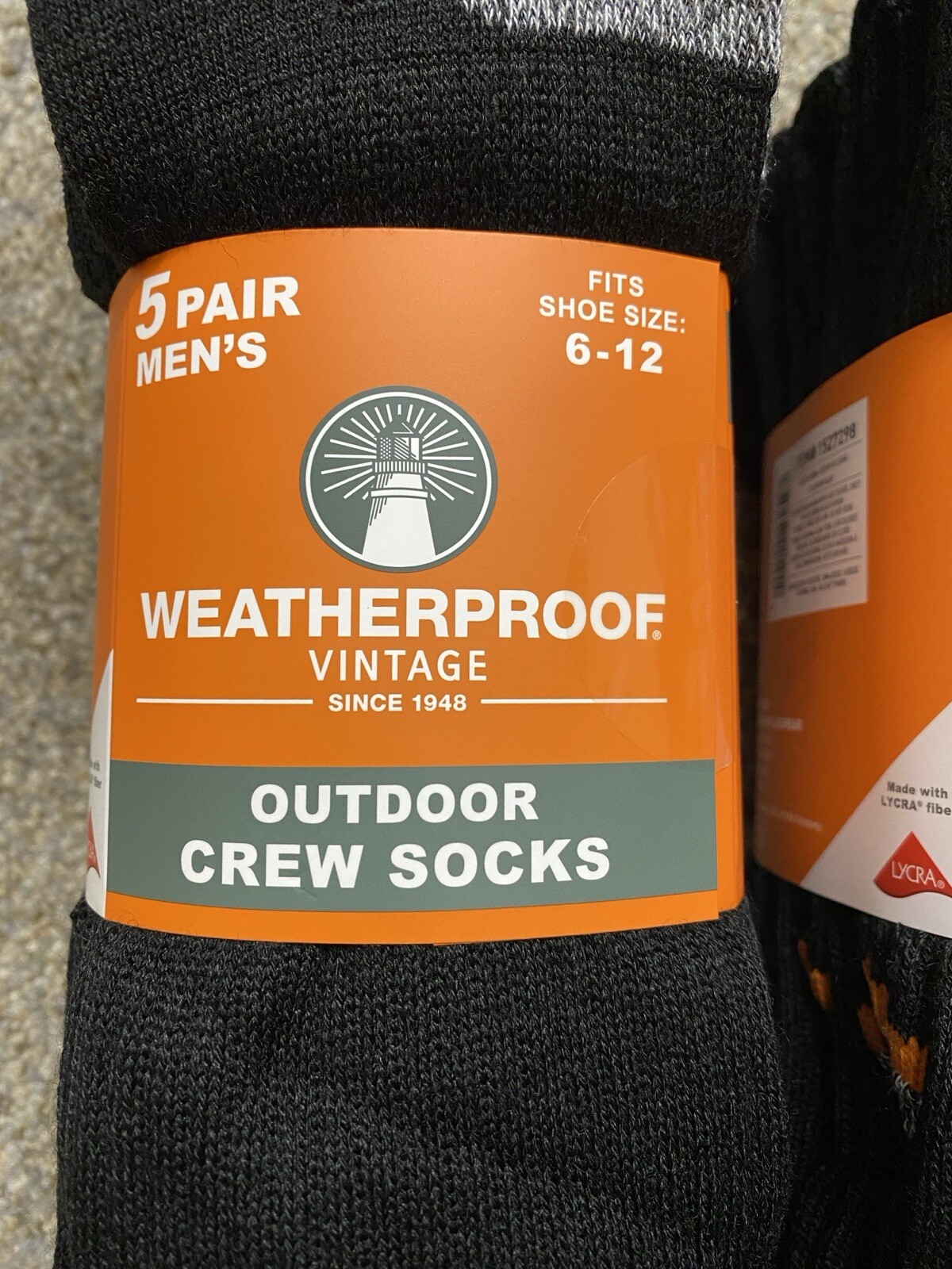 Weatherproof Men's Crew Socks Wool Blend Shoe Size 6-12, Black Color (Pack-10)
