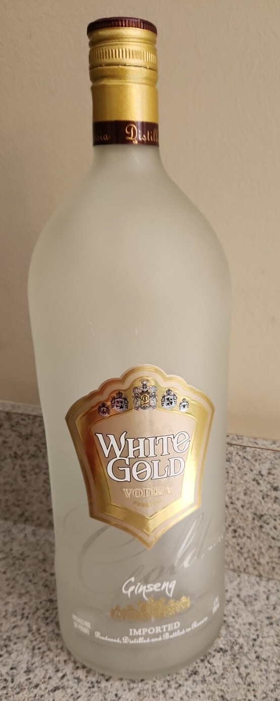2012 White Gold Premium Vodka Ginseng Empty Bottle ~ 1.75 L