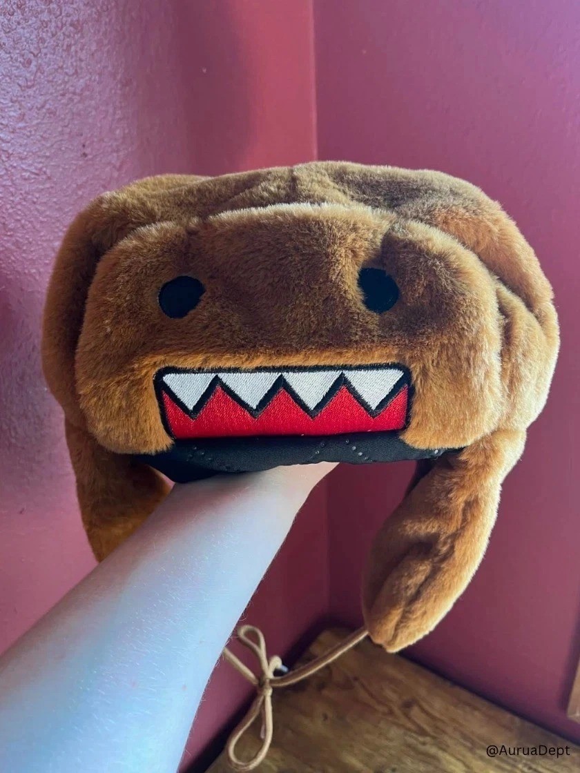 Domo Kun Furry Trapper Hat | Plush Winter Cap | Cosplay Streetwear Beanie