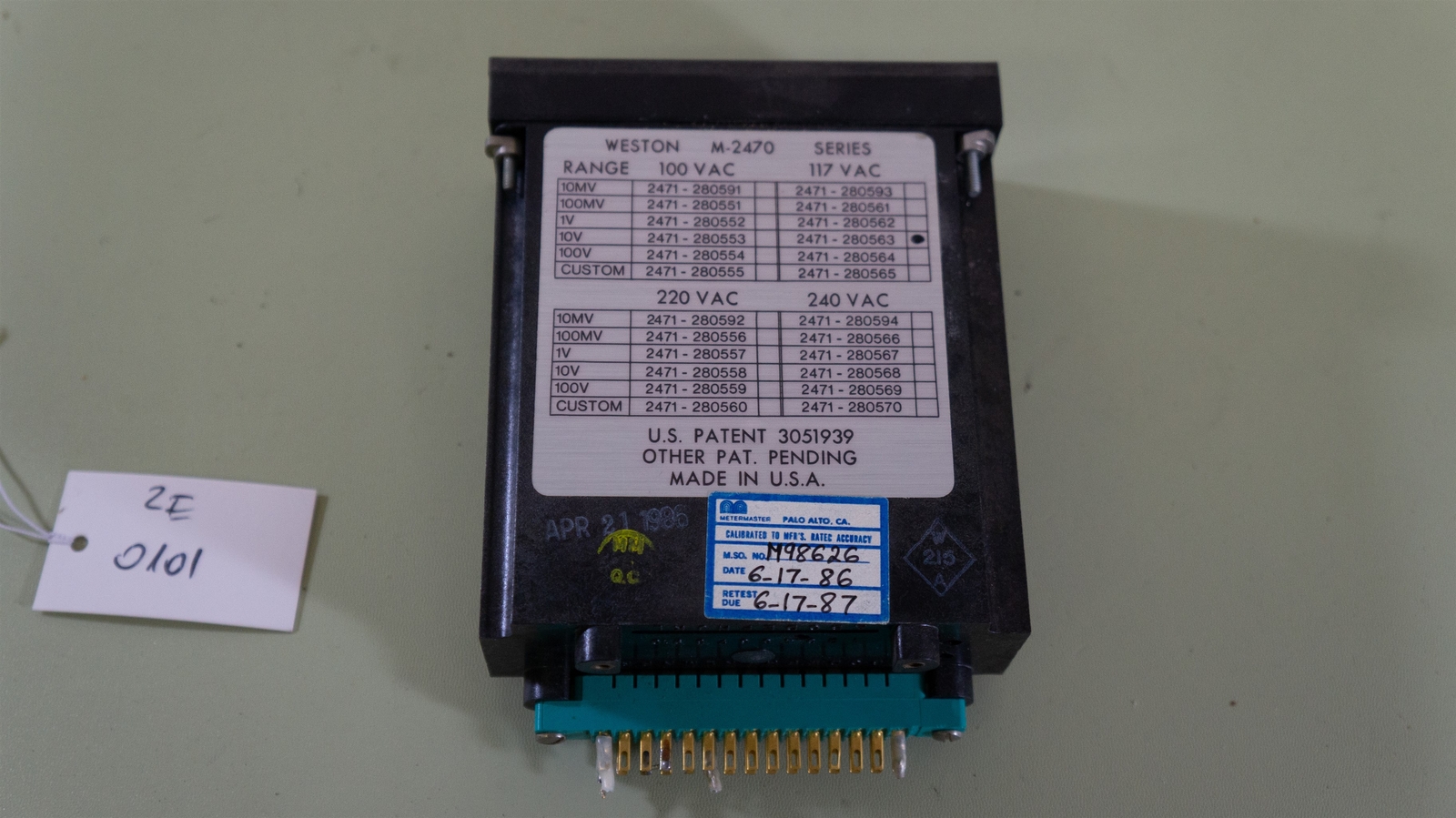 Weston M-2470 Panel Meter