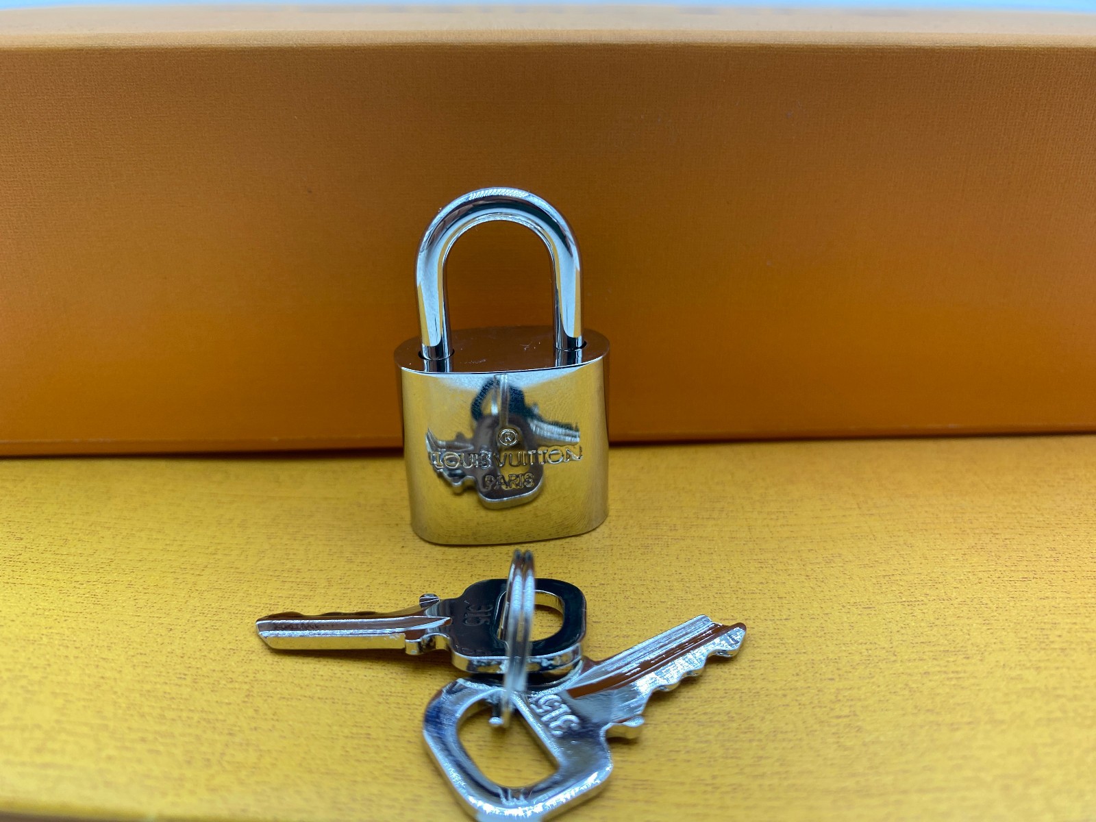 Louis Vuitton PadLock Lock 2 Key Brass Silver Reflective Number 315
