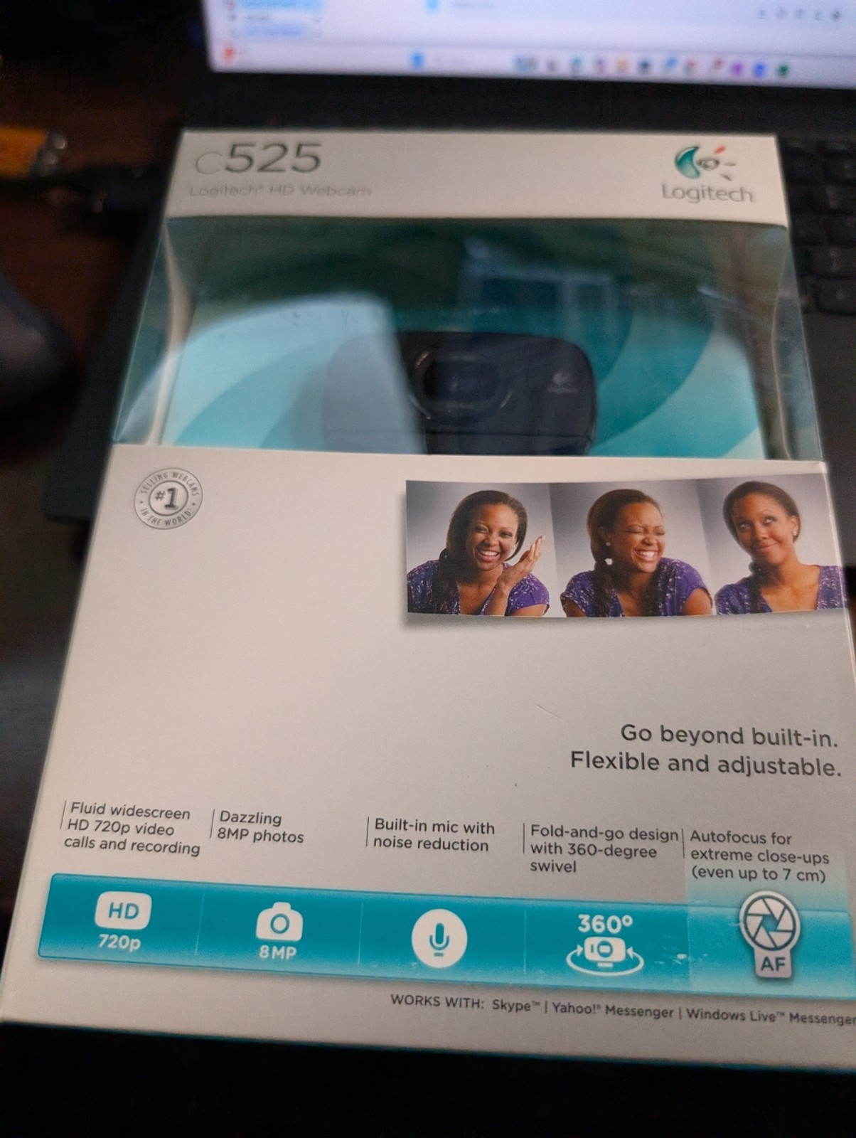 Logitech C525 HD Webcam USB Portable 360 Rotating 720p Video AutoFocus ~ New