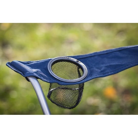 Ozark Trail Basic Quad Folding Camp Chair with Cup Holder, Dark Blue, Adult