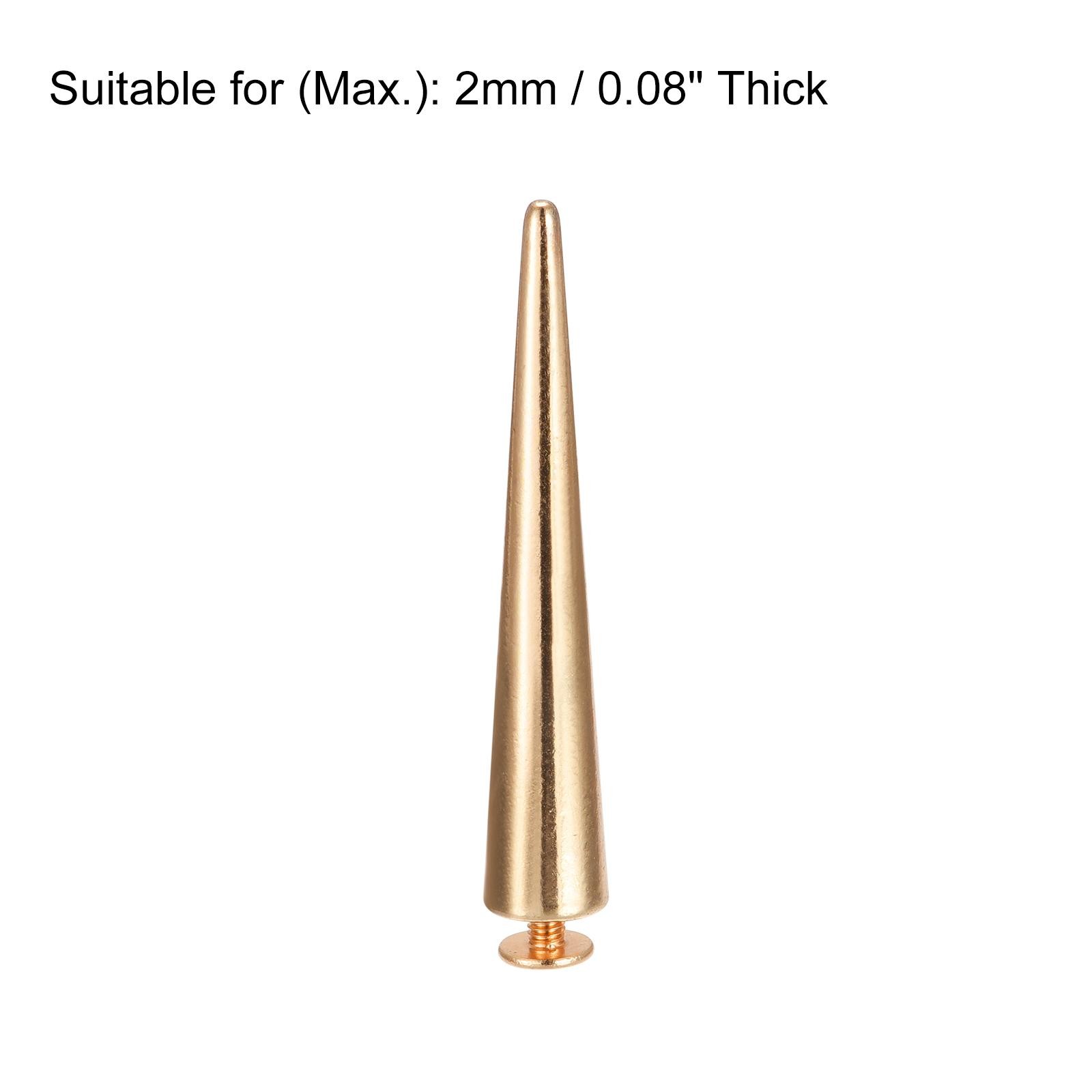 10x55mm Screw Back Rivets, 15 Sets Solid Leather Studs for DIY Gold Tone