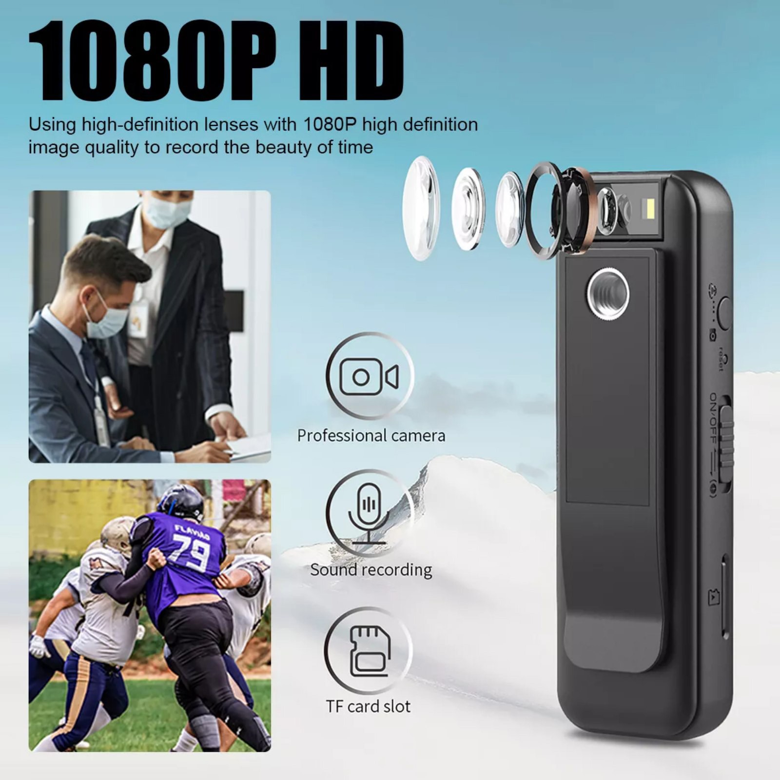 1PC Portable 1080P HD Camera W/Bicycle Strap Bracket Outdoor Sports Camera