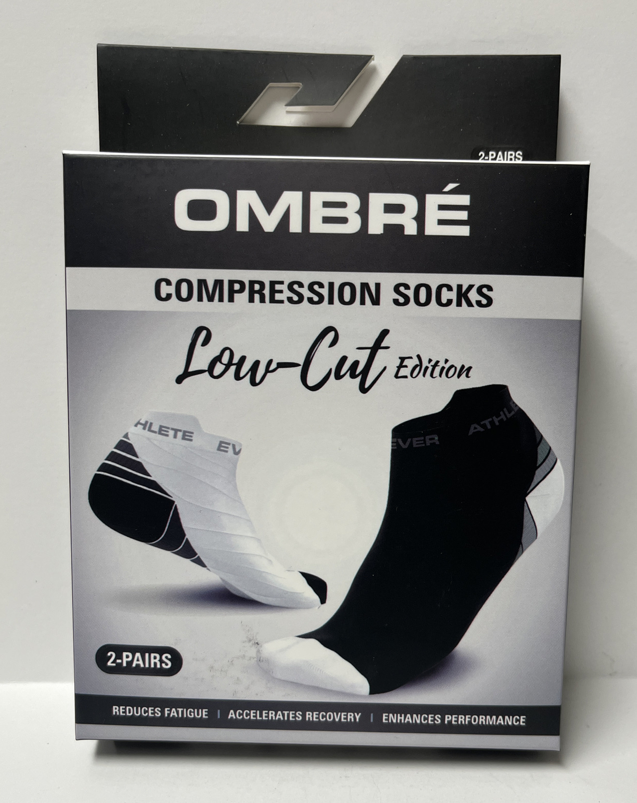 Ever Athlete Compression Socks Low Cut Ombre L/XL Black/White/Pink